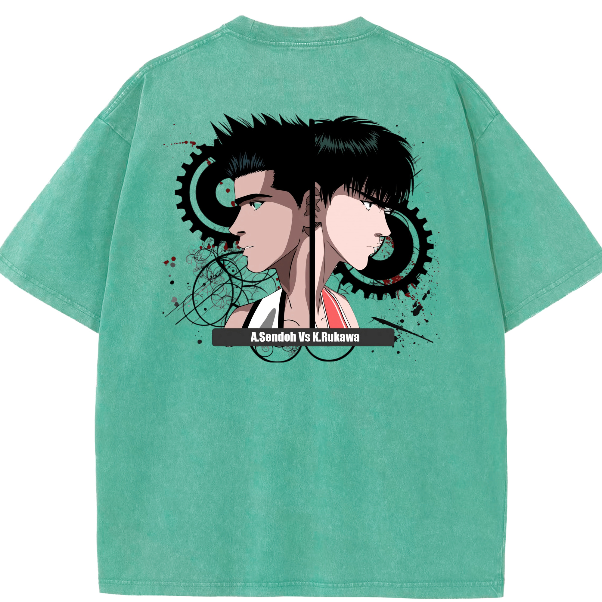 SLAM DUNK／スラムダンク 綿100% ヴィンテージ風 半袖Tシャツ（背面プリント）